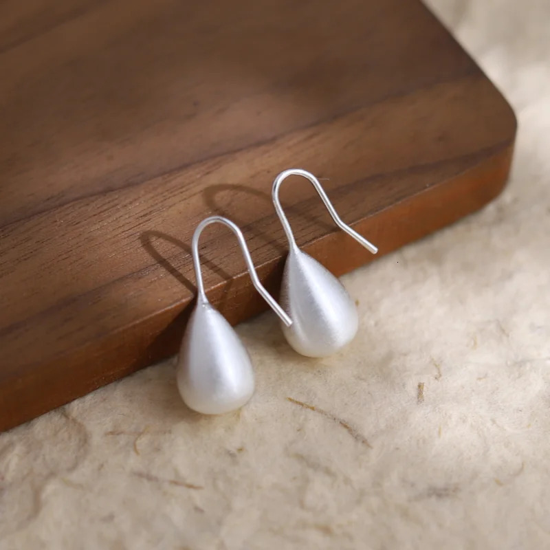 Korea fashion jewelry 14K gold plated simple metal drop brushed earrings elegant womens daily work accessories 250319