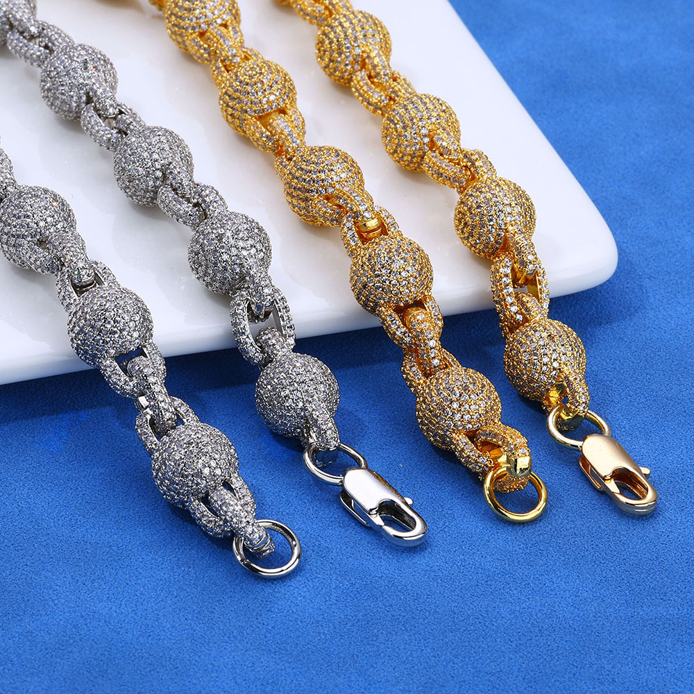 Hip hop accessory S925 silver moissanite bubble bead chain necklace accessories mens necklace