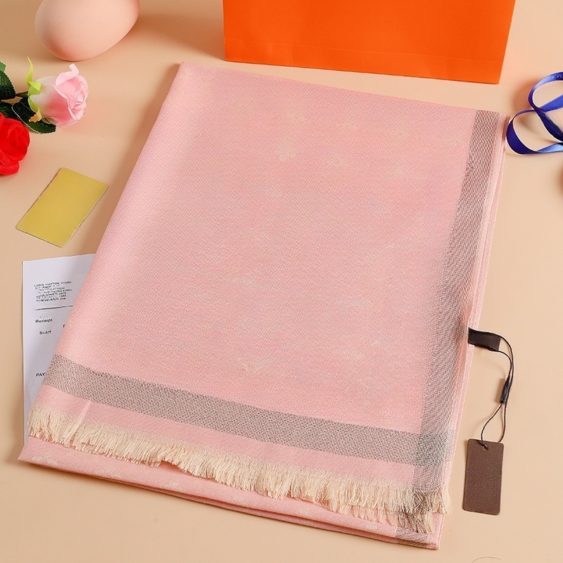 Luxury Designer Silk-Cotton Scarf - Gold Thread Embroidered Parisian Shawl, 70x180cm Oversized Winter Wrap for Women & Men (Neutral Tones)