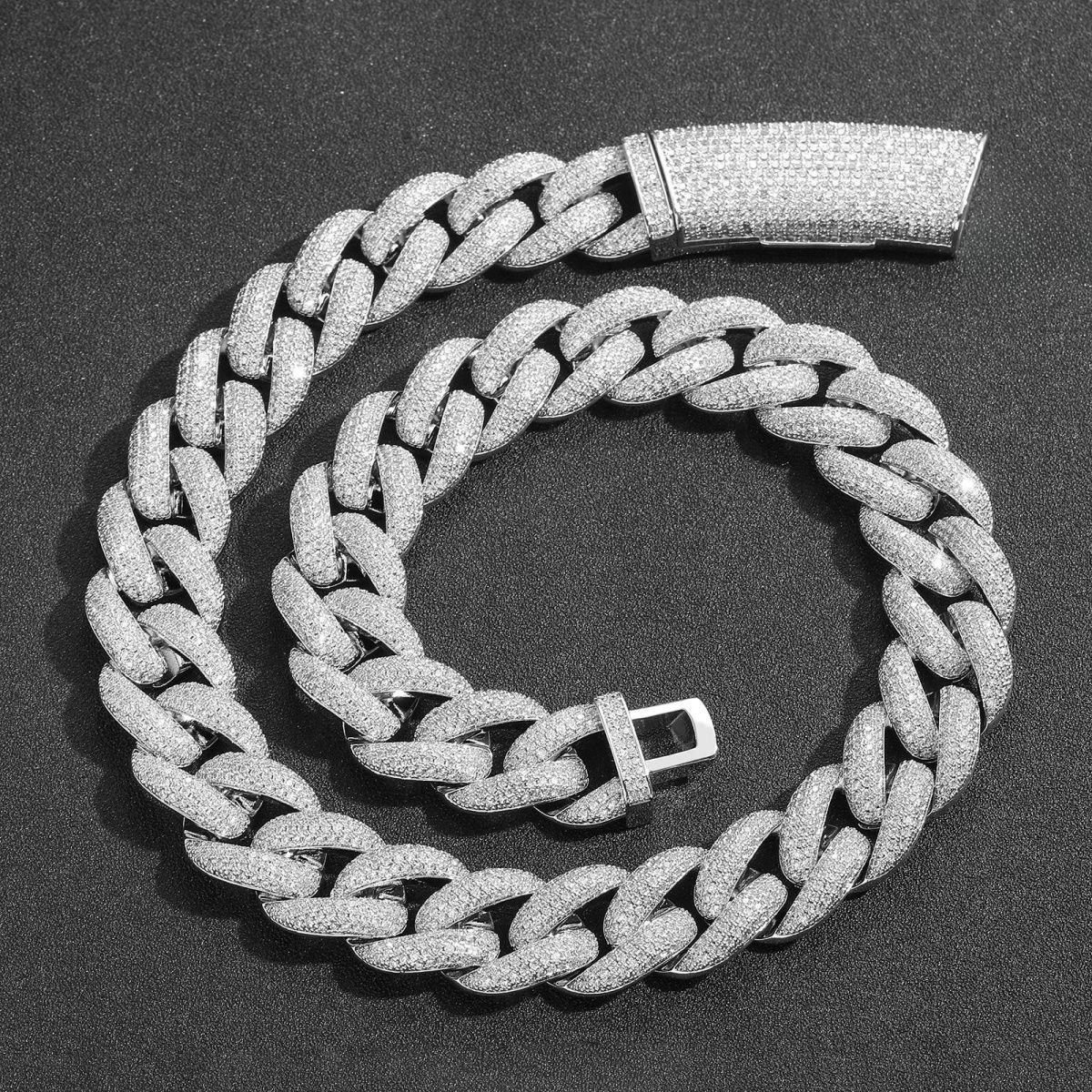Wholesale designer Chain Necklace Hip Hop Jewelry 24mm wide 2 row K-chain VVS Moissanite Gold plated sterstersier Cuban bracelet