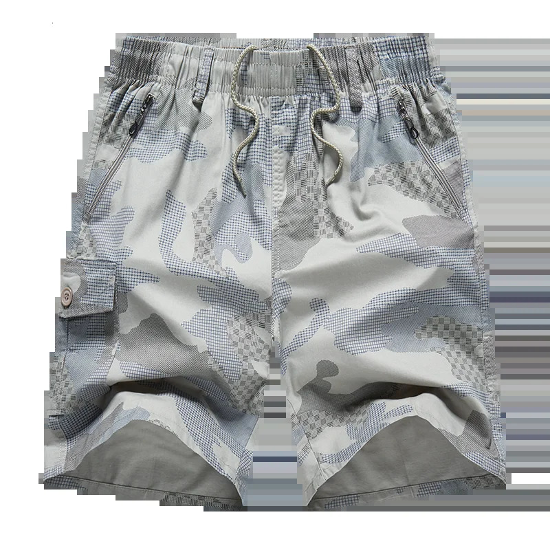 Mens streetwear sports casual shorts large loose fit knee pants mens clothing fashionable zipper pocket drawstring shorts 250321