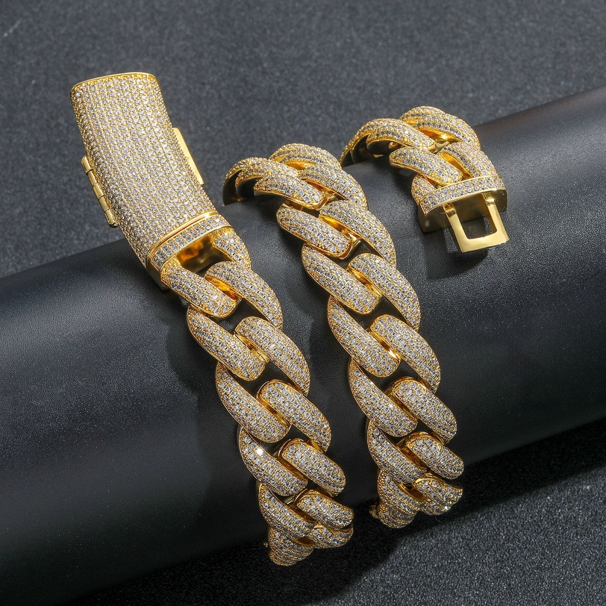 Wholesale designer Chain Necklace Hip Hop Jewelry 24mm wide 2 row K-chain VVS Moissanite Gold plated sterstersier Cuban bracelet