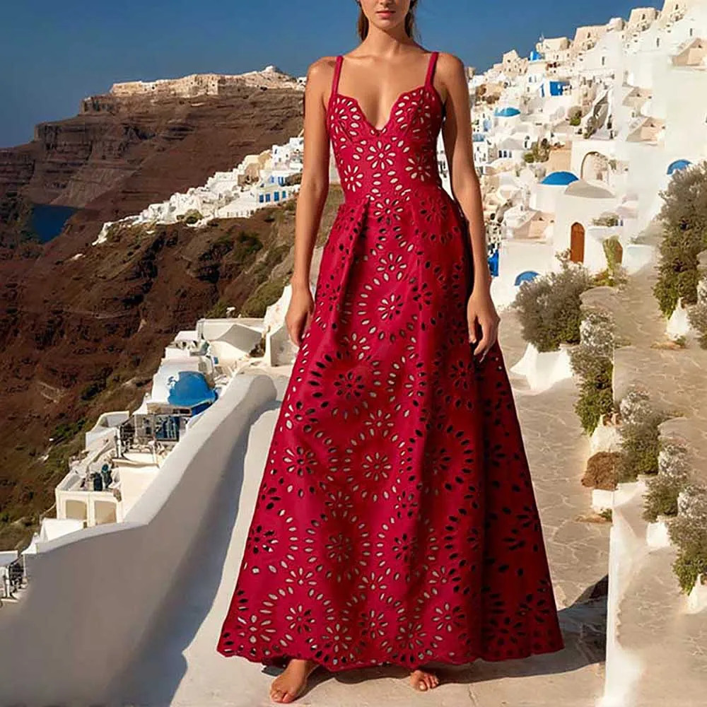 FLAXMAKER Flower Hollow One Piece Swimsuit and Skirt Women Beachwear Bathing Suit