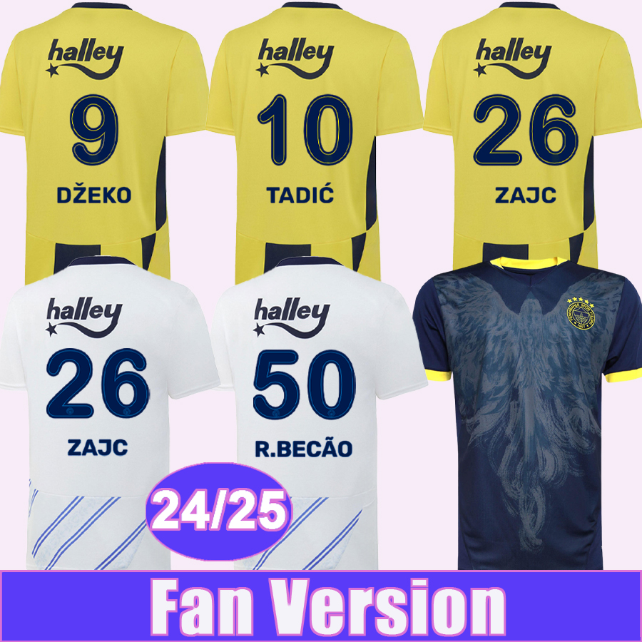 2024 25 Fenerbahce Mens Soccer Jerseys DZEKO TADIC KAHVECi ZAJC F.KADIOGLU RYAN KENT OSAYI OOSTERWOLDE Home Away 4th Football Shirt Adult Uniforms