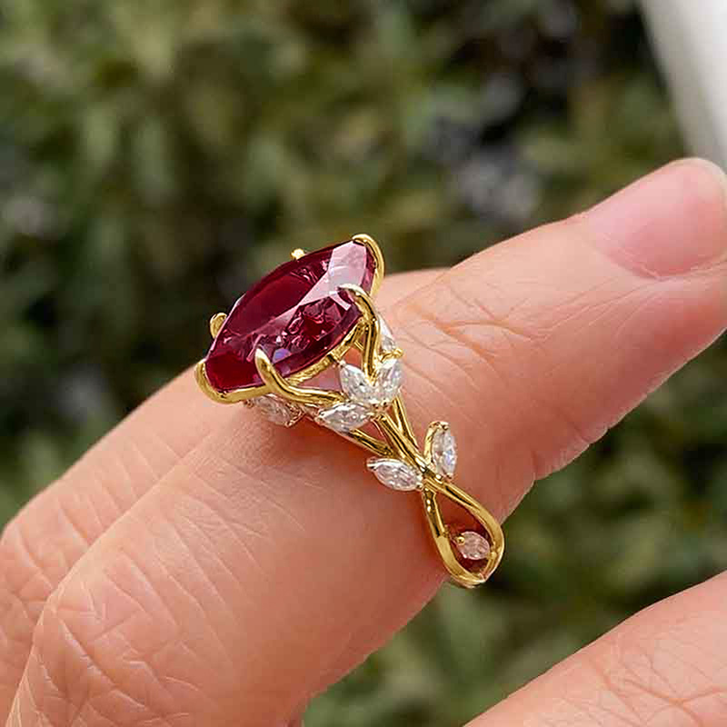 Choucong Ins Top Sell Wedding Rings Luxury Jewelry 18K Gold Fill Marquise Multi Color 5A Cubic Zircon CZ Diamond Women Leaf Vine Engagement Band Ring 