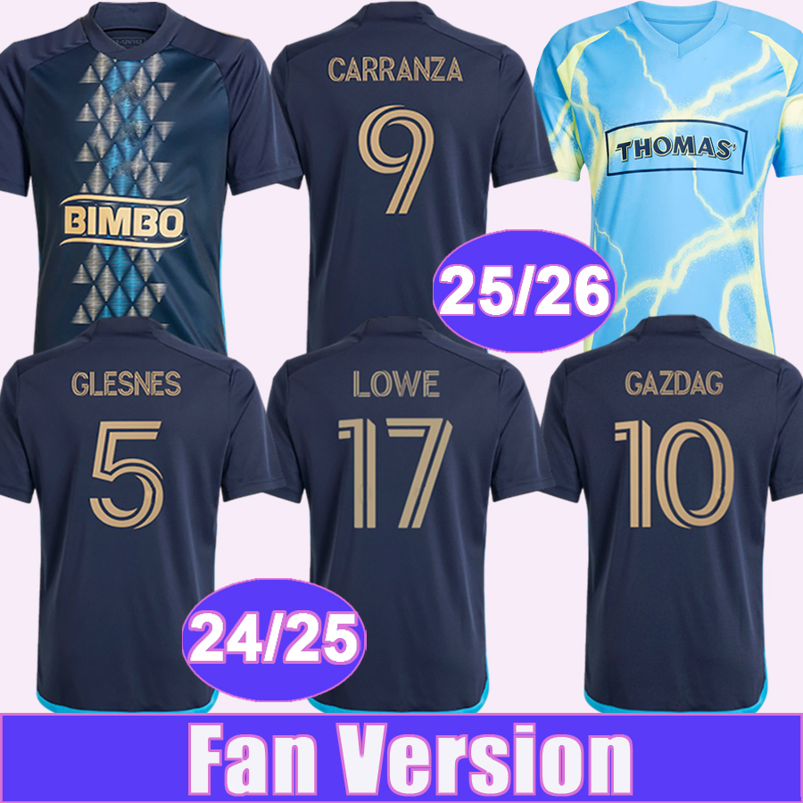 24 25 26 Philadelphia Union Mens Soccer Jerseys BARIBO GLESNES SULLIVAN GAZDAG SULLIVAN Home Away Football Shirt Short Sleeve Adult Uniforms