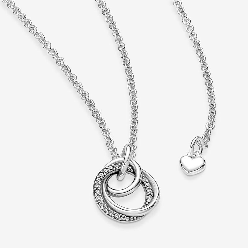 Family Always Encircled Pendant Sterling Sier Chain For Women Wedding Gift Jewelry Set Designer Necklace with Retail Box Top Quality Wholesale