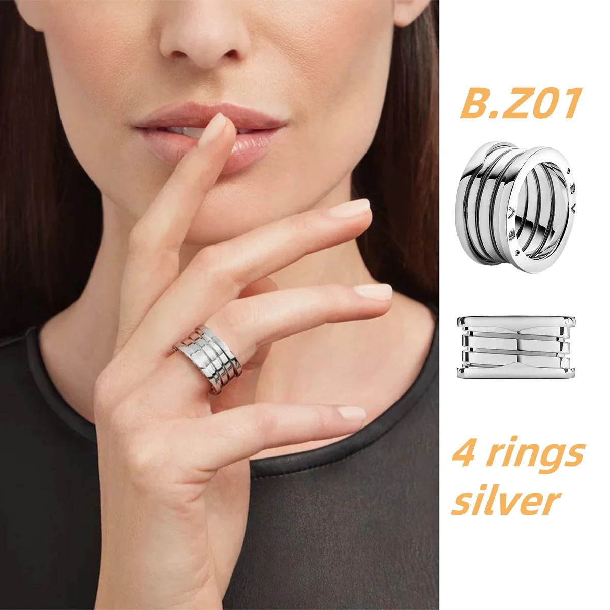 Fashionable and simple 925 silver couple ring high quality and exquisite temperament jewelry 250319