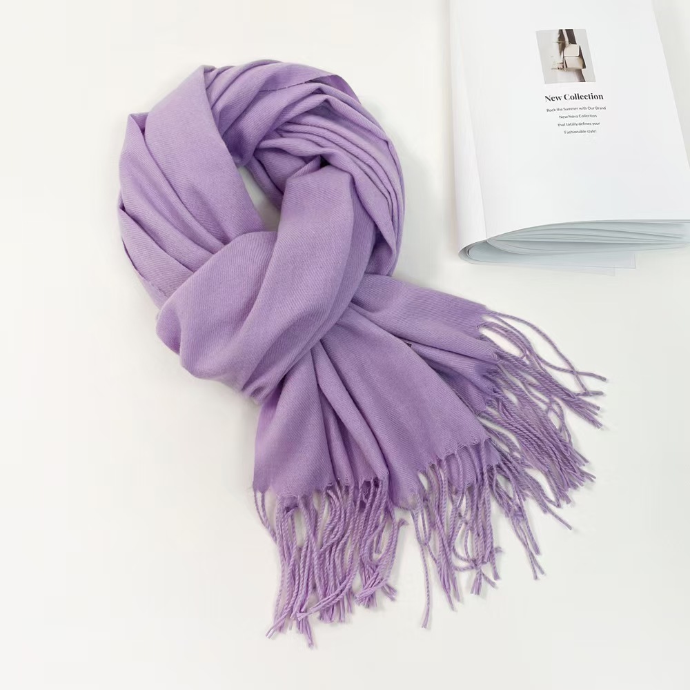 K210 Scarf Women Solid Color Imitation Cashmere Shawl Neck Warm Fashion Trend All-match Medium Length Scarf Women Short Beard Wholesale