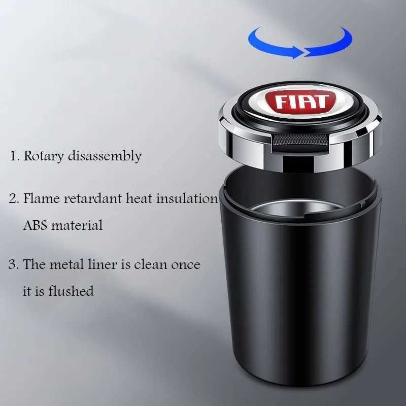 New multifunctional car ashtray with LED light one touch open lid cigar cup suitable for Fiat Ducato 500 500L Panda GrandeC250322