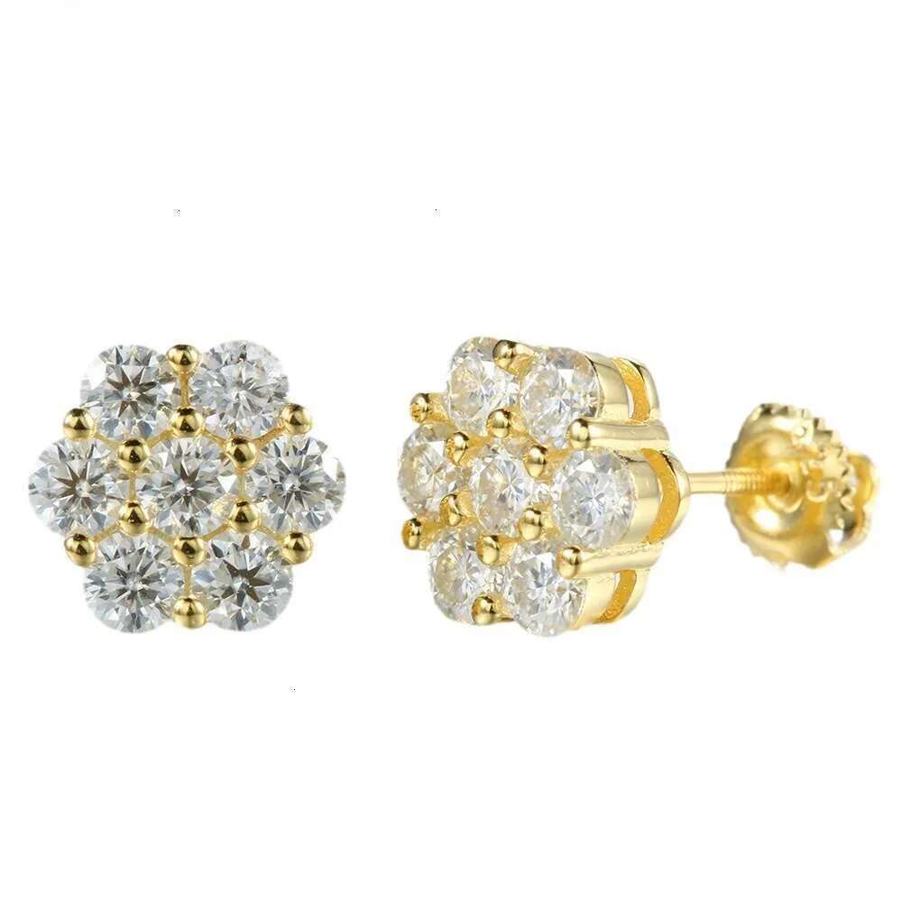 Wholesale Lab Dia Screw Back Sterg Sier wer D vvs Moissanite Iced Out Cluster Stud Earrings For Women