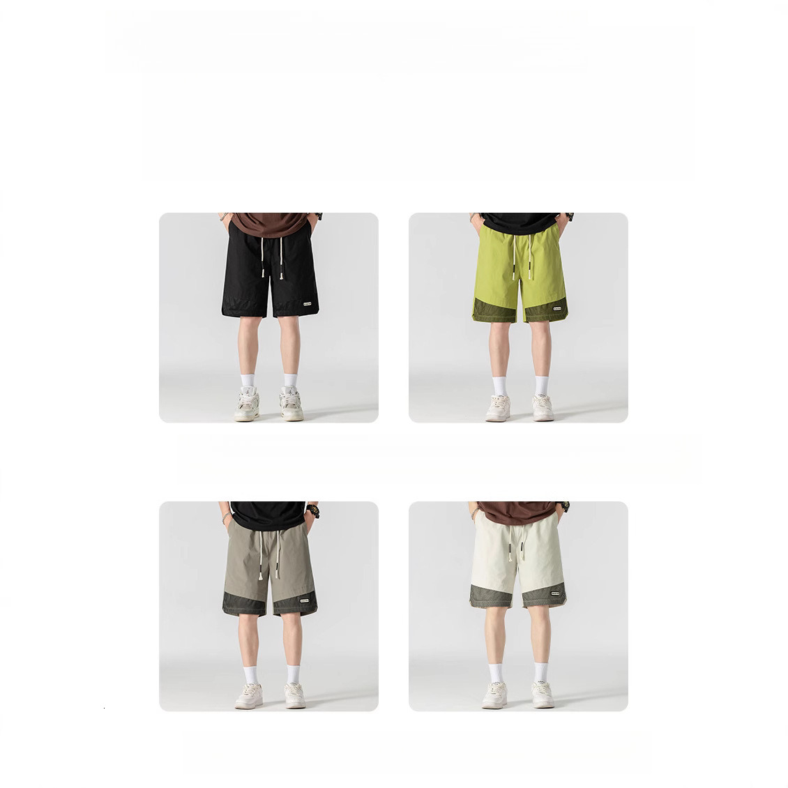 2025S Fashion Designer Trendy Workwear For Men In Summer Thin Breathable Waterproof Loose Trendy Straight Leg Five Quarter Pants Casual Ice Silk Short