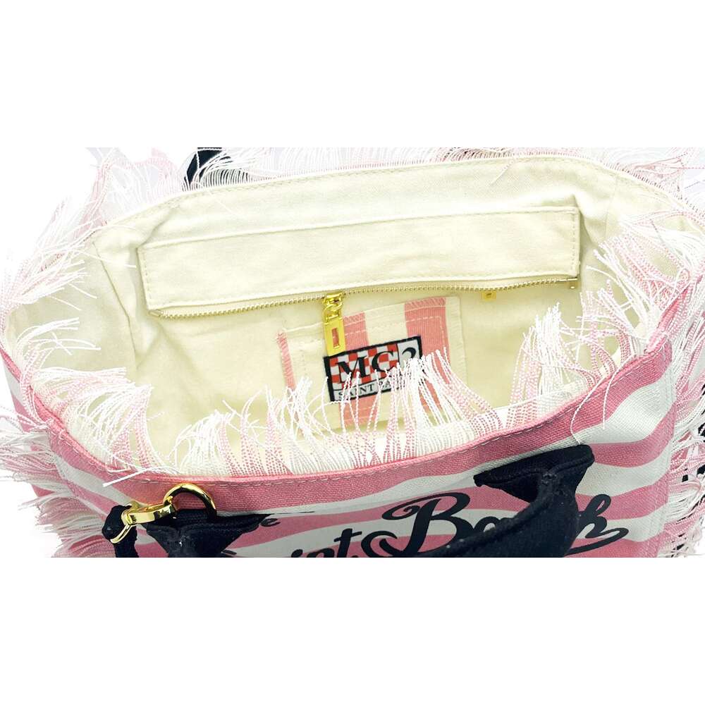 SAINT BARTH 2025 Summer New Fashion Women's Handbag Canvas Striped Handmade Tassel Shoulder High end Elegant Crossbody Bag