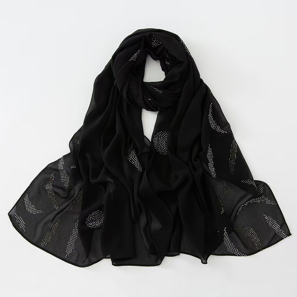 T340 new pearl chiffon hot diamond scarf four seasons long women's hood headscarf shawl