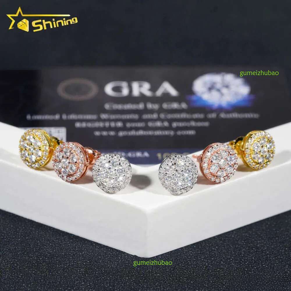 Gra Certificate Pass Dia Tester Iced Out Hip Hop Popular Sterg Sier VVS Moissanite Stud Earrings
