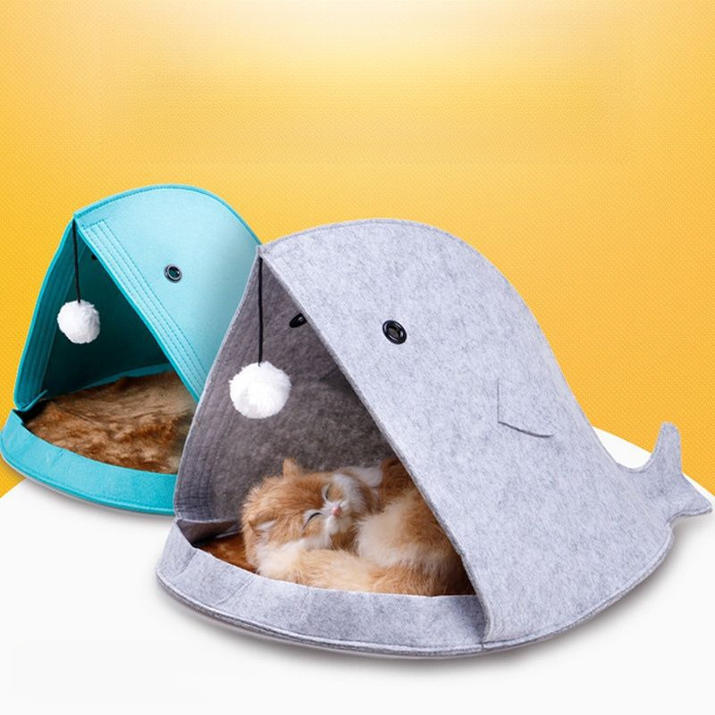 Cute shark felt pet litter New Cat litter Dog Litter Cat supplies Creative triangle deep sleep