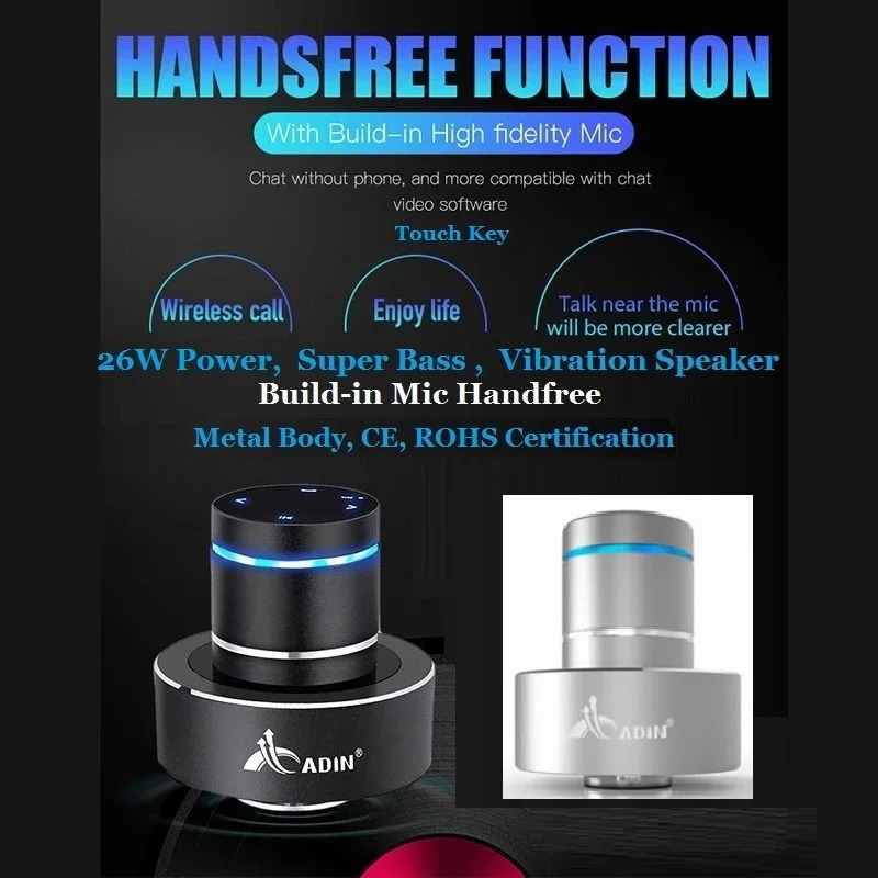 Adin 26w Vibration Bluetooth Ser Wireless Music Soundbar Subwoofer Neighbor Column Portable Mini Vibro Resonance Sers 250320