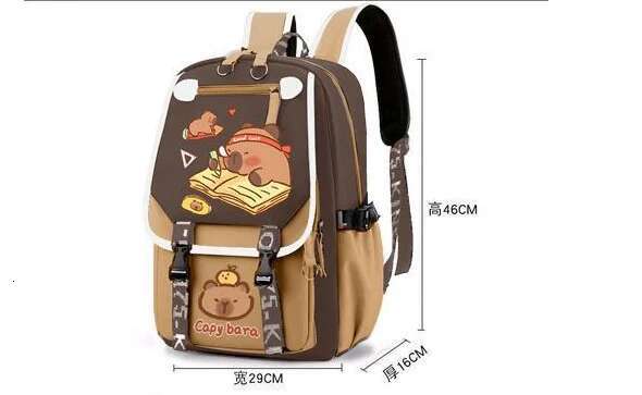 2025S Fashion Designer Capybara Computer Backpack College School Casual Daypack Teens Bag Large Capacity Adjustable Strap Schoolbag