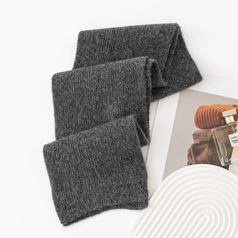 K211 Pure color wool scarf for women, high-end and versatile neck scarf, Maillard simple shawl, warm and thick cashmere feel