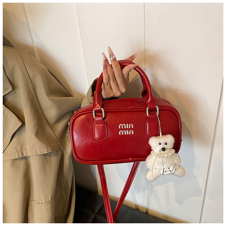 2025 vintage women's bag simple and popular western style and versatile single-shoulder crossbody bag niche vintage handheld bowling bag