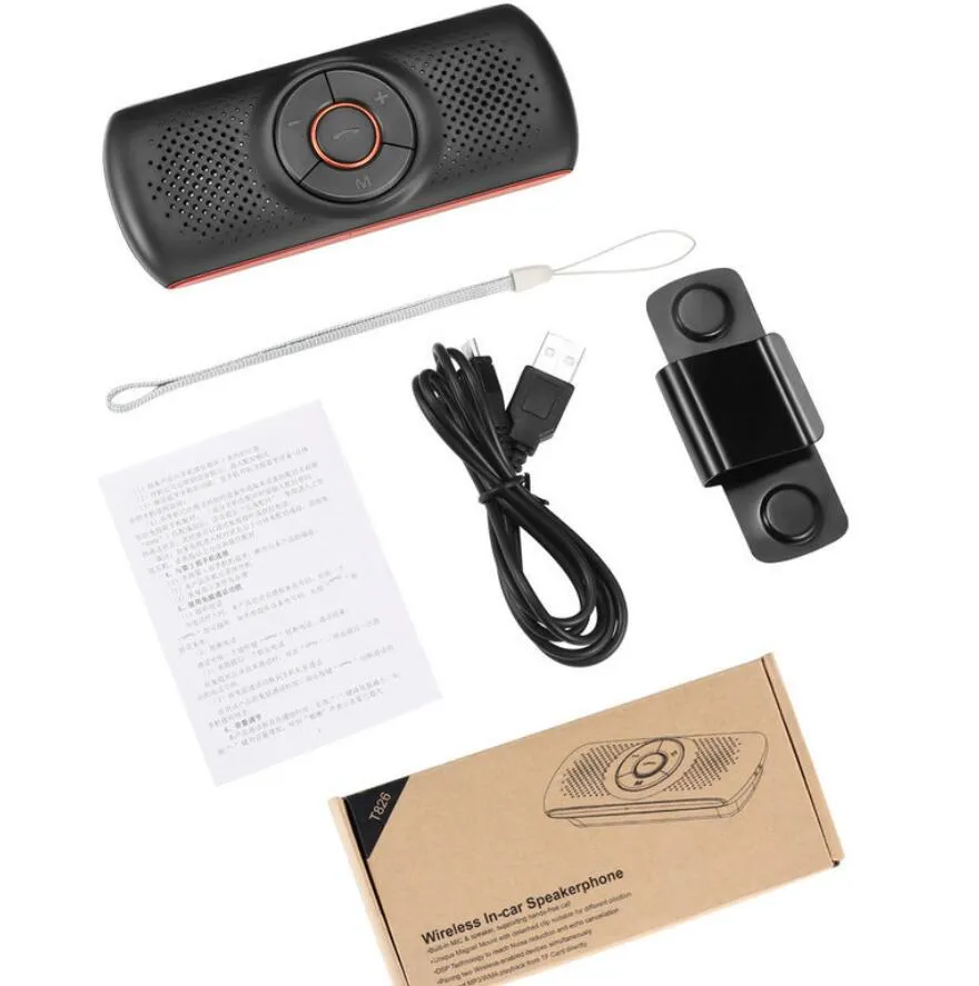 T826 Multi-Function Bluetooth car kits Speakerphone EDR Support For SIRI 3W Speaker Handsfree Kit MP3 Player Adapter Sun Visor Clip