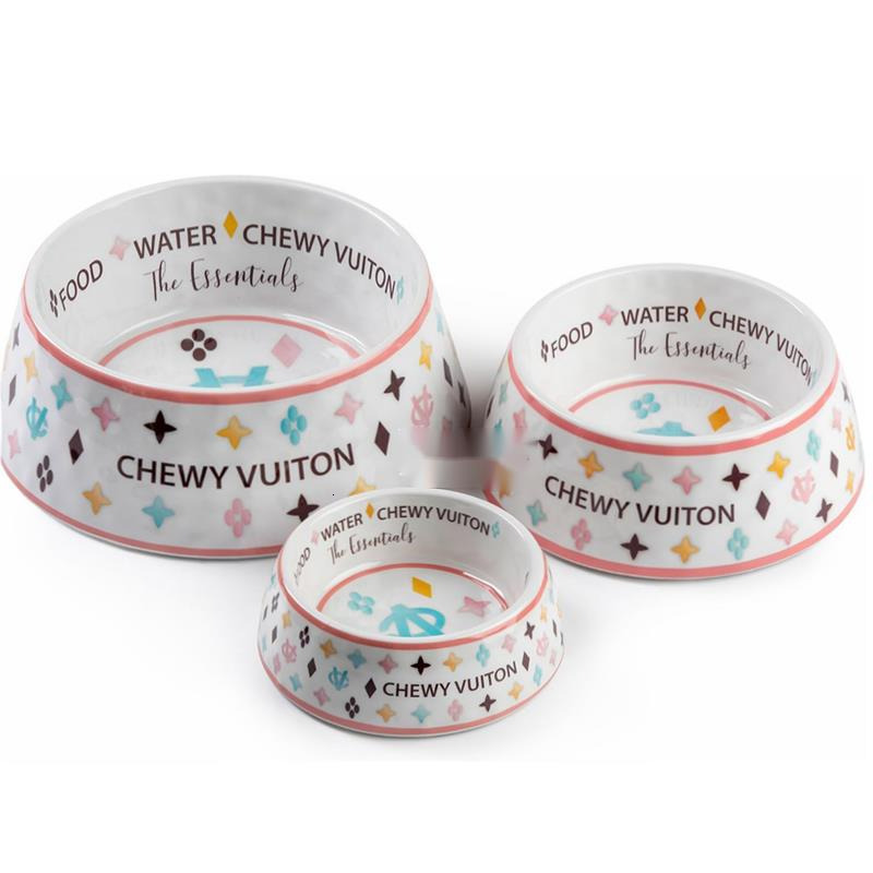 Designer Dog Bowls Dishes Dog Bowl Luxury Dog Food Water Bowls For Small Medium Large Dog Breeds Food Grade BPA Free Non-Skid Bottom Dishwasher Safe Size Large