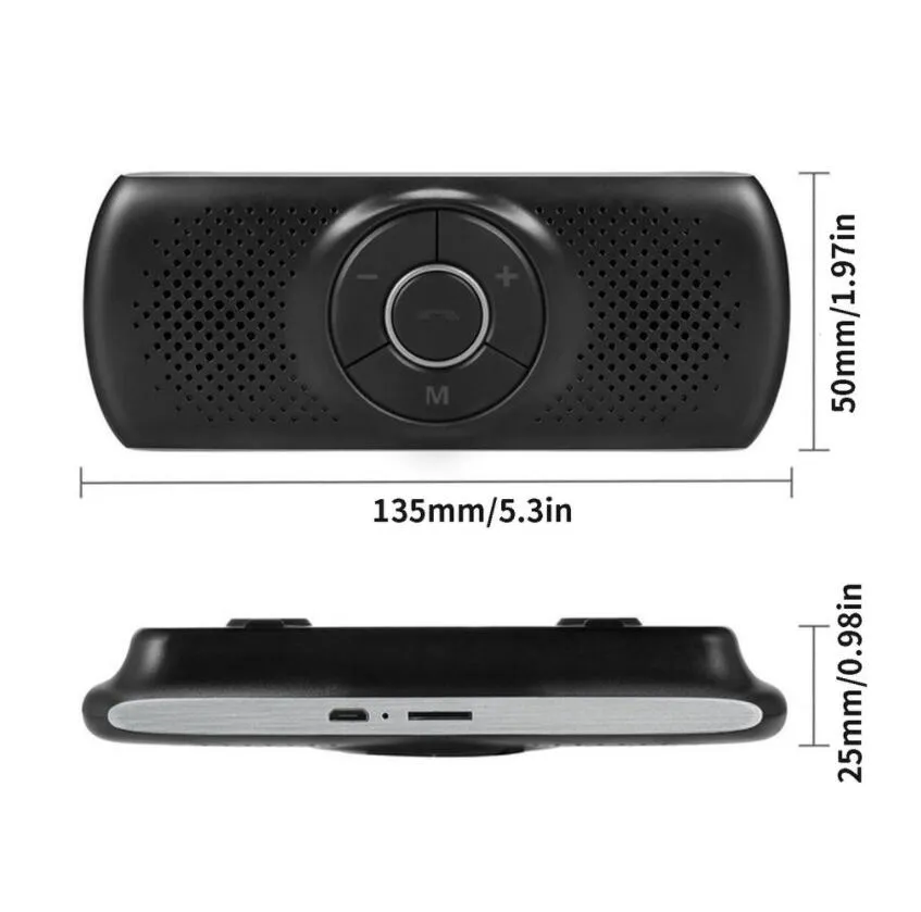 T826 Multi-Function Bluetooth car kits Speakerphone EDR Support For SIRI 3W Speaker Handsfree Kit MP3 Player Adapter Sun Visor Clip