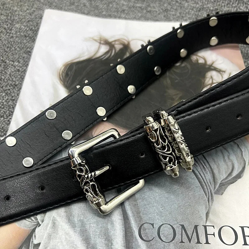 Fashion Retro Carved Needle Buckle Belt for Men Jeans Decorative Belt Accessories Goth Denim Belt 250322