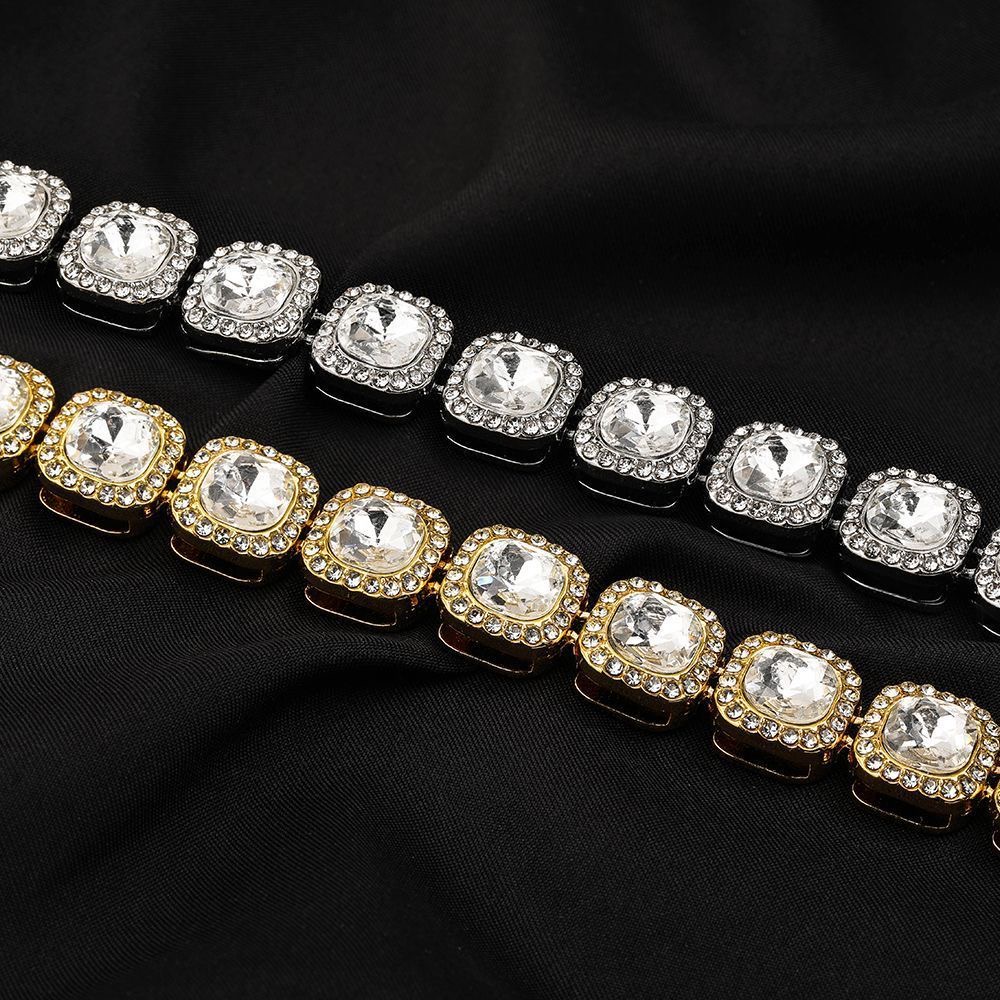 Hipster hip hop rap square dia Cuban chain accessories Upscale crystal cube full of dias new