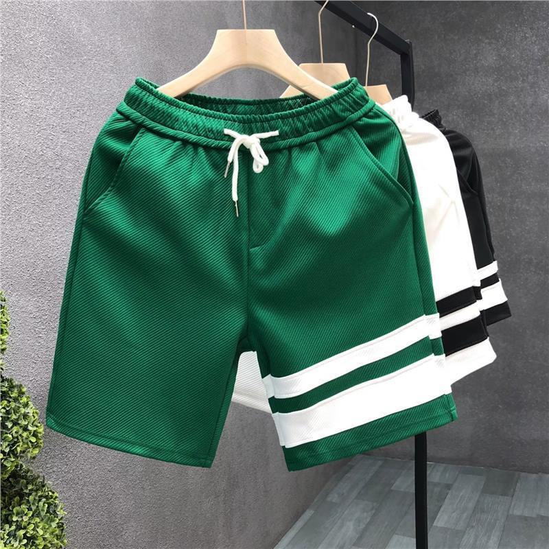 2025S Fashion Designer Trendy Striped Five Quarter Sport Pants Simple White Shorts Summer Thin Fit Men S Loose Beach Pants