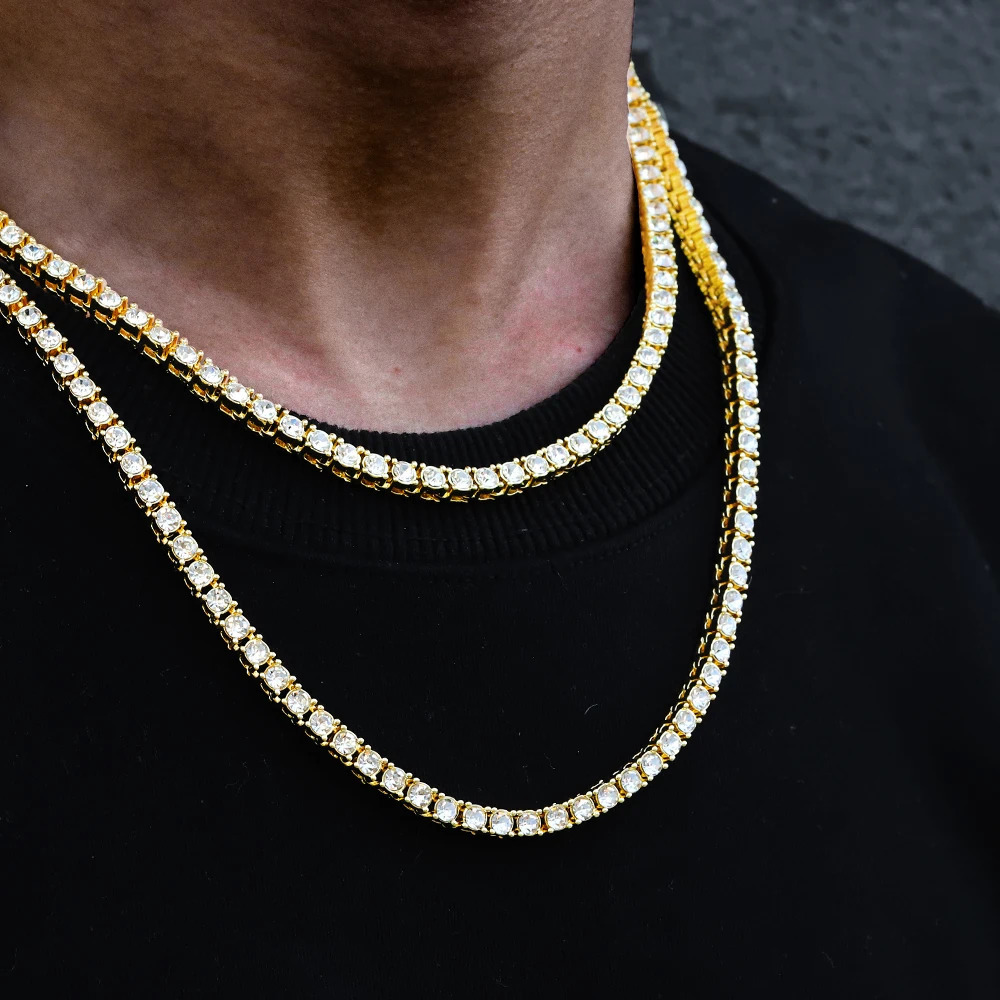 Classic 4MM Tennis Chain Ice Out Bracelet Mens Fashion Hip Hop Jewelry Womens 81618202430 Inch Necklace 250313