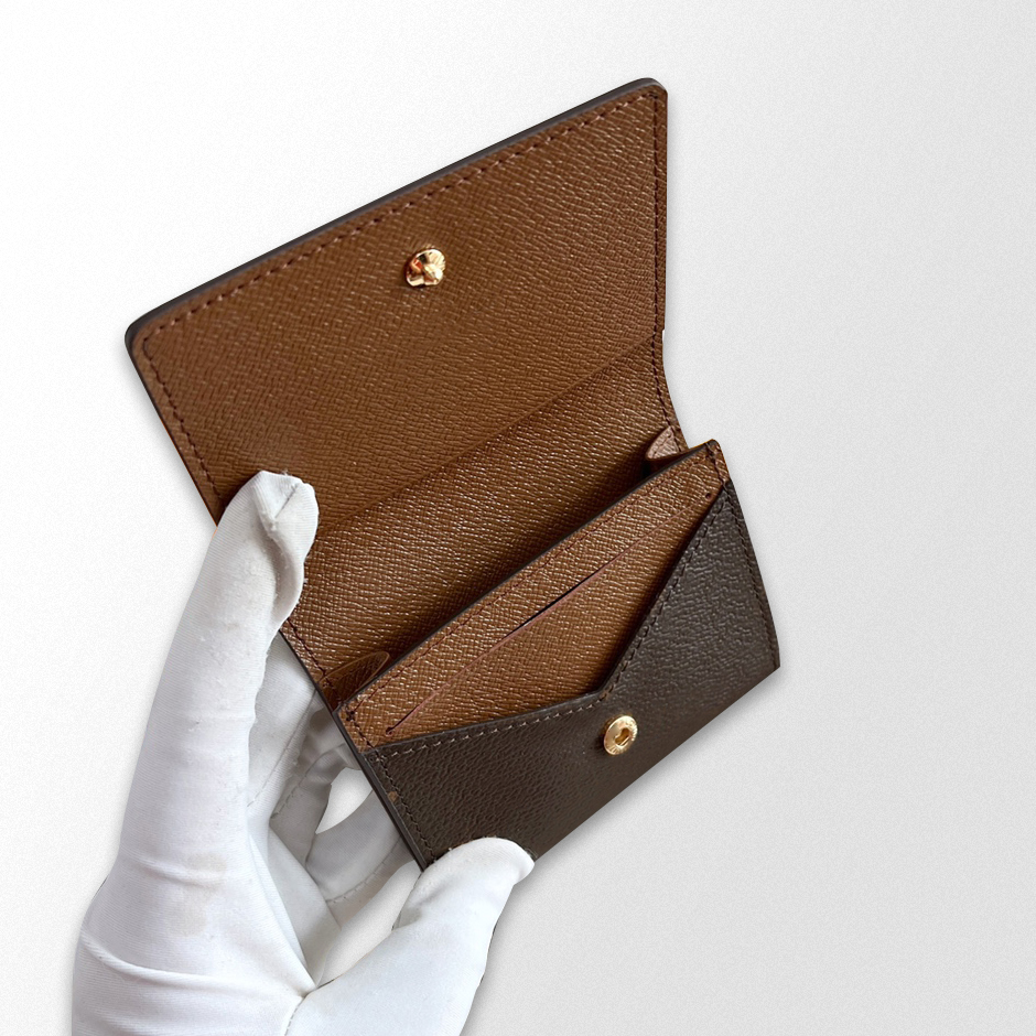 Luxury Small wallet for women 10a Designer mini Card holders flap wallet Coin purse mini Business Card wallet Leather Small Card bags Designer Brown flower wallets