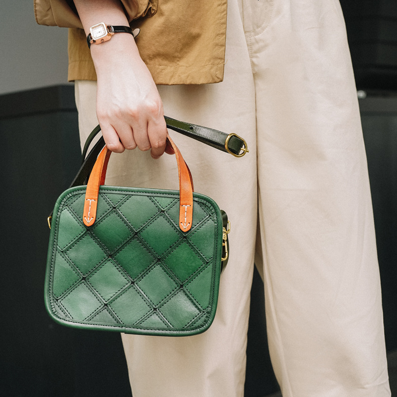 2025S Fashion Designer New Top Layer Cowhide Crossbody Vegetable Tanned Patchwork Shoulder Bag Handbag Genuine Leather Women S Bag