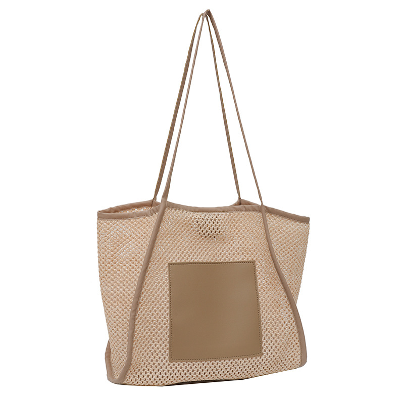 Straw bag women's bag Fashion beach bag summer new large capacity woven bag simple casual shoulder bag 2025s