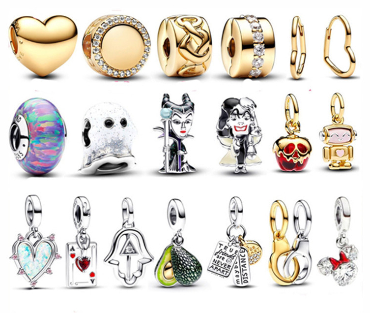 925 Silver Personalized DIY Silver Bead Love Minnie Poker Skeleton DIY Bead Pendant Women's Jewelry Free Shipping