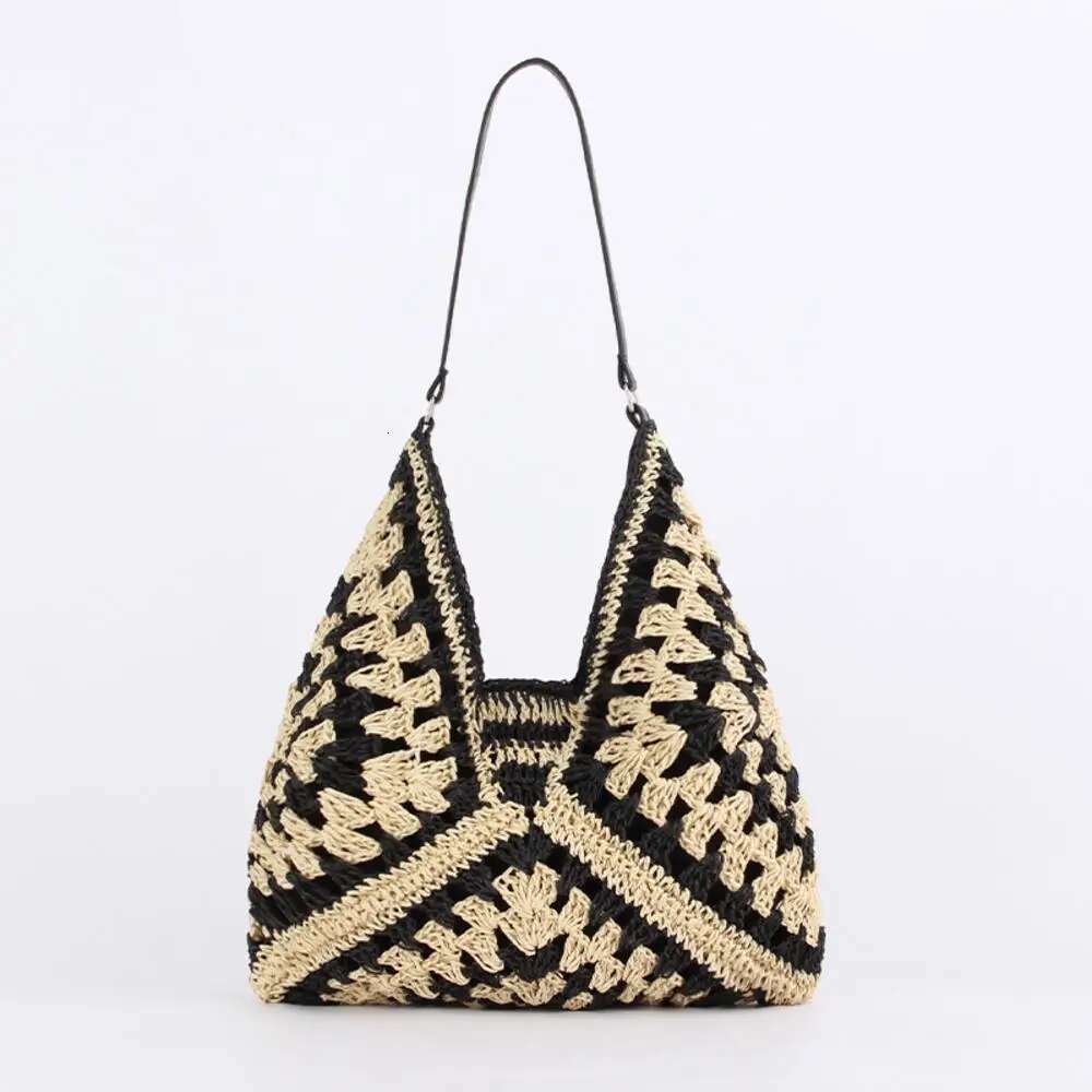 Women Straw Tote Large Capacity Vintage Vacation Shoulder Everything Casual Handbag Designer Hollow Summer Beach Bag