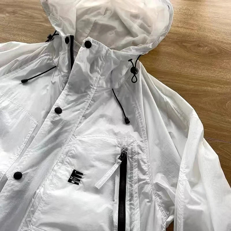 Summer sportswear mens hooded jacket lightweight sportswear long sleeved sunscreen outdoor windproof mens clothing 250321