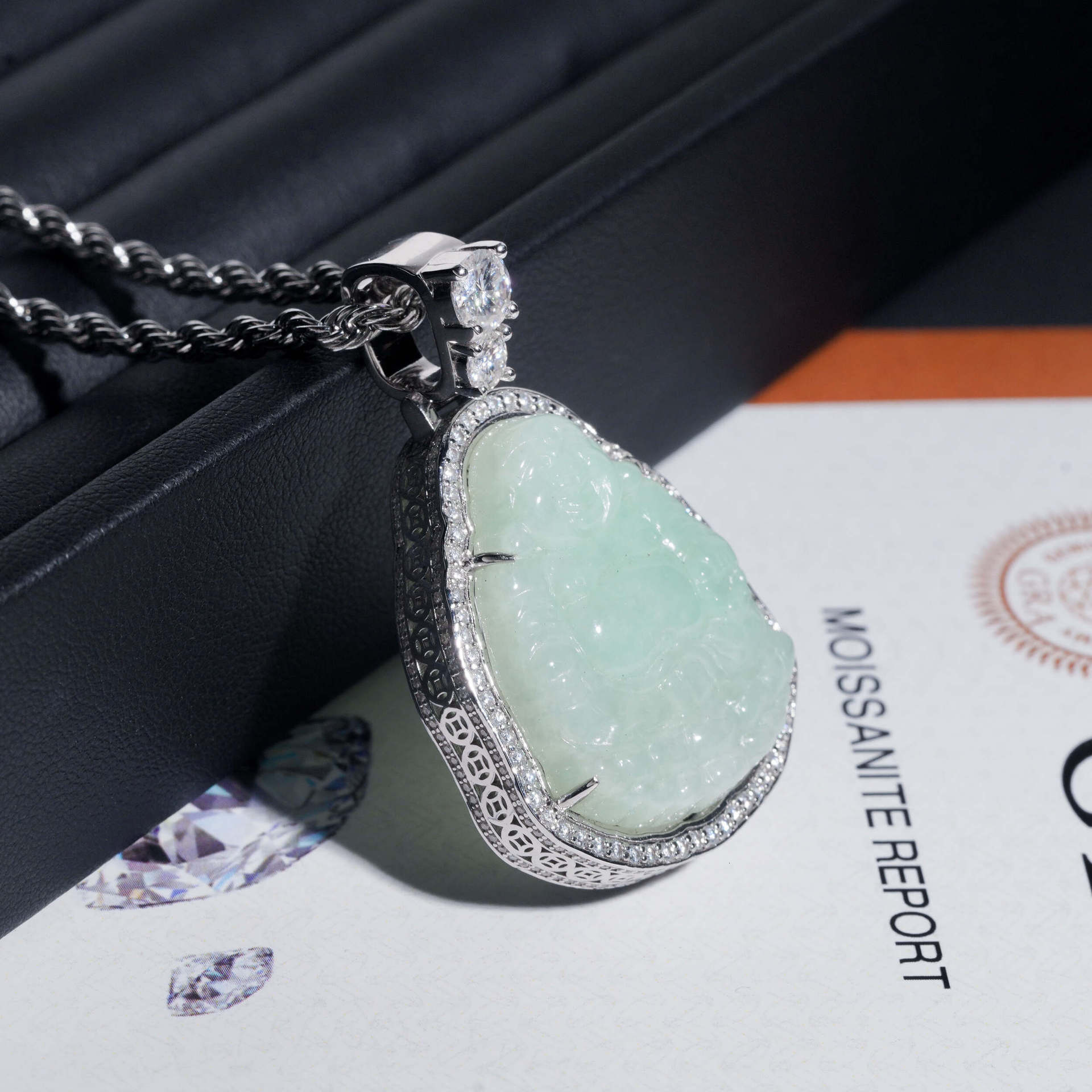 ZUANFA new personalized hip-hop jade Buddha pendant 925 silver moissanite wearable tennis chain