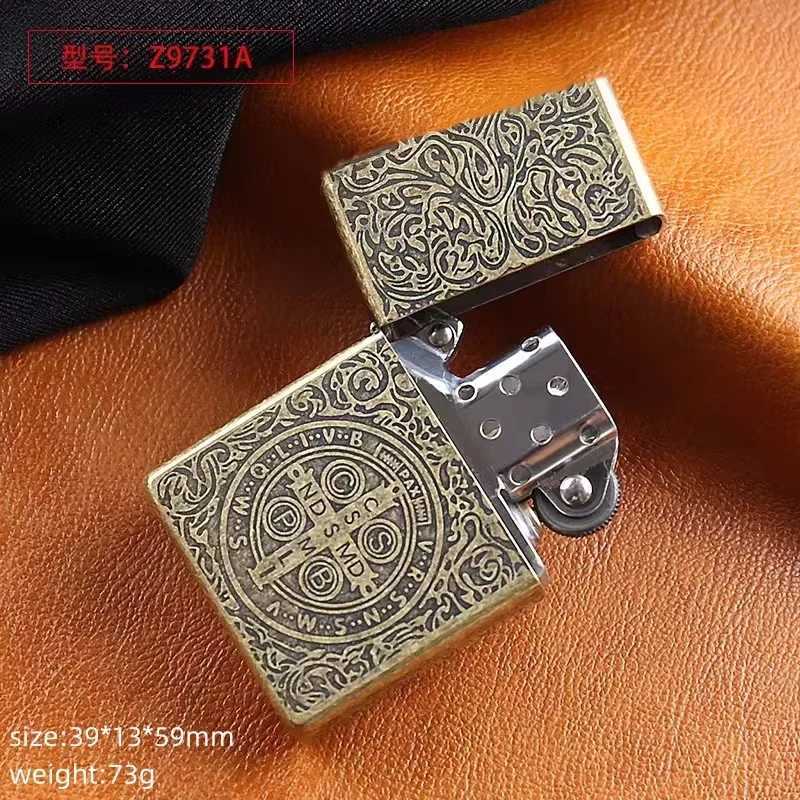 Zorro Brass Kerosene Lighter 1 1 Constantine Collection Deep Carved Pattern Creative Mens Smoking AccessoriesC250322