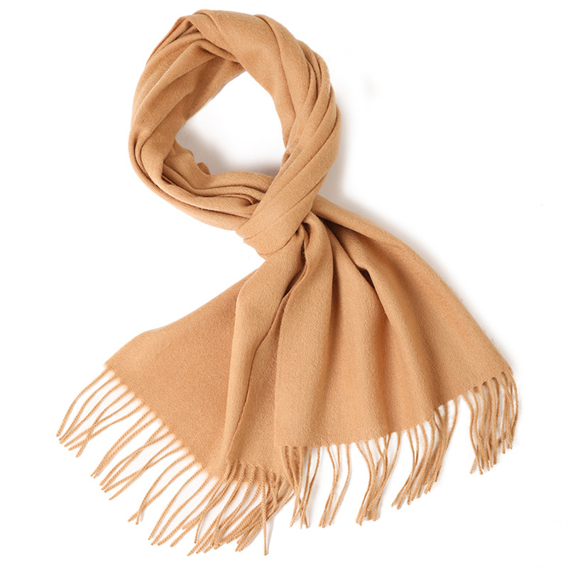 K209 Pure color warm wool scarf tassel soft and comfortable men and women the same style neck scarf couple style Inner Mongolia spot wholesale