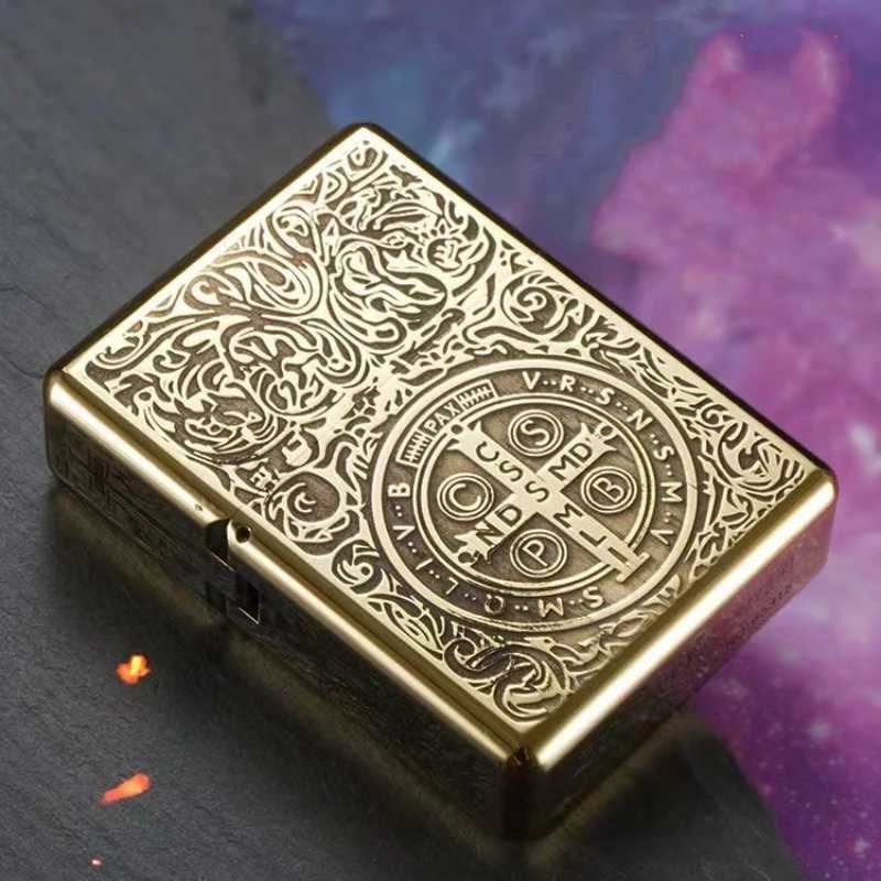Zorro Brass Kerosene Lighter 1 1 Constantine Collection Deep Carved Pattern Creative Mens Smoking AccessoriesC250322
