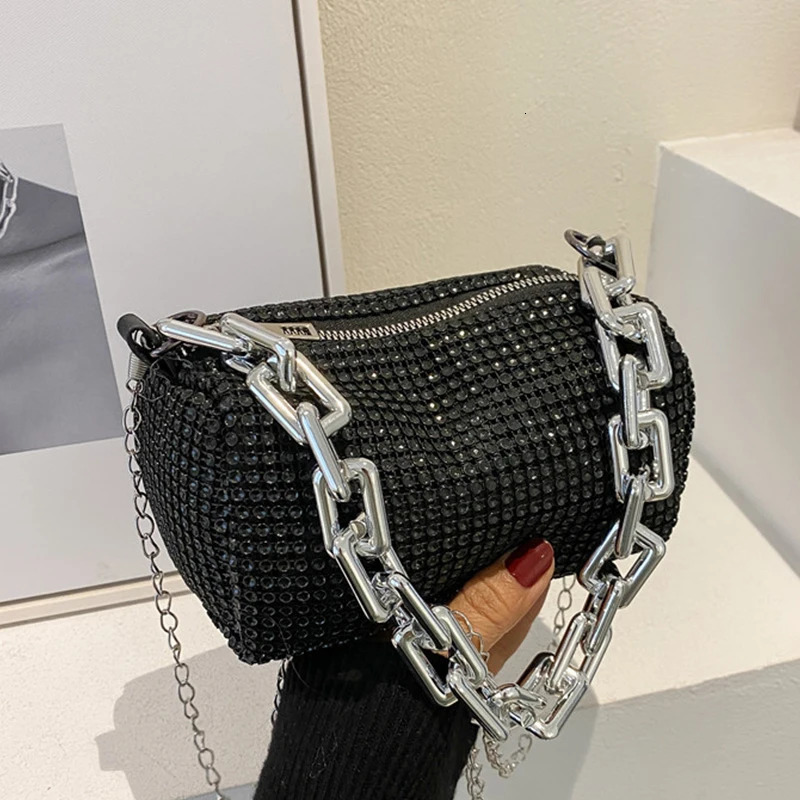 Womens Bag Allover Rhinestone Bucket Bag Glitter Chain Prom Purse Handbag Womens Mini Crossbody Bag 6.3*3.54 Inch 250318