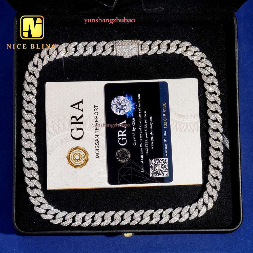 fashion pendant jewelry iced out hip hop miami k chains men women sier 15mm wide round shape vvs moissanite cuban necklaces and bracelets