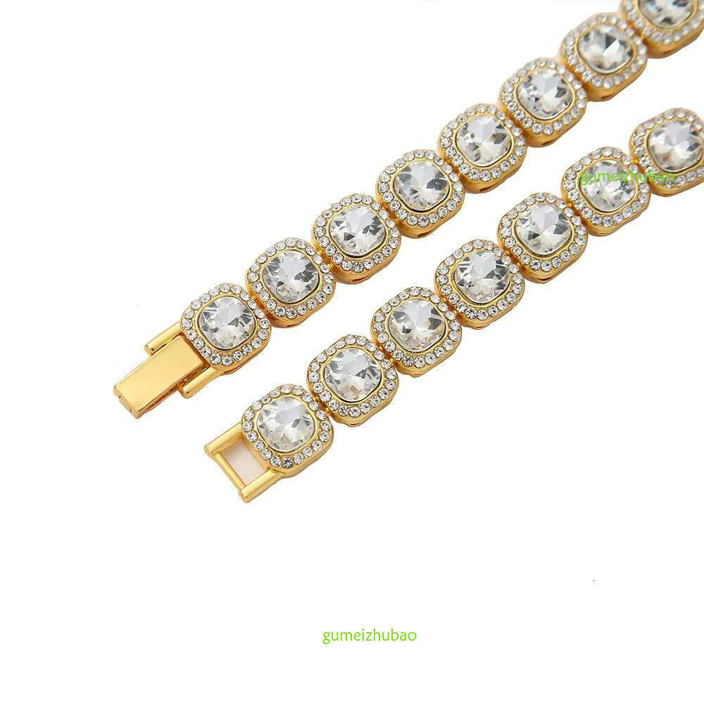 Chains Mens Iced Out 12mm Square Dia Necklaces Hip Hop Bg Women Trendy Miami Cuban Curb k Chain Bracelet Fashion Gold Sier Hipster Punk Jewelry 16-24i