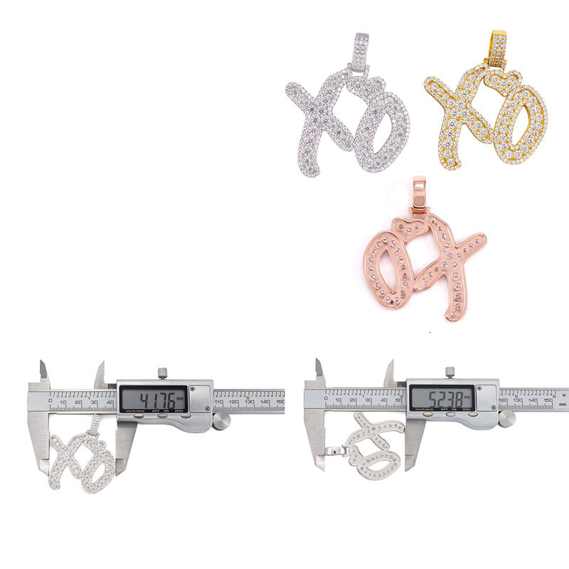 Diamond hair pendant personalized and fashionable 925 silver moissanite splicing XO letter hip-hop pendant