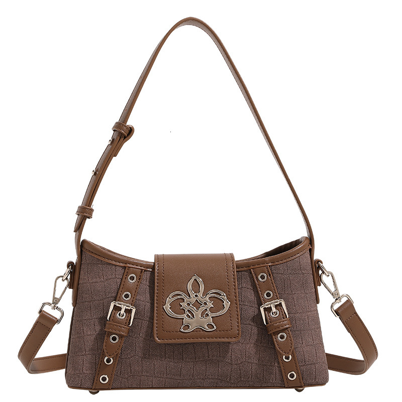 2025S Fashion Designer Design Sense Shoulder Bag French Versatile Crocodile Pattern Handbag Fashionable Light Luxury Women S Crossbody Bag