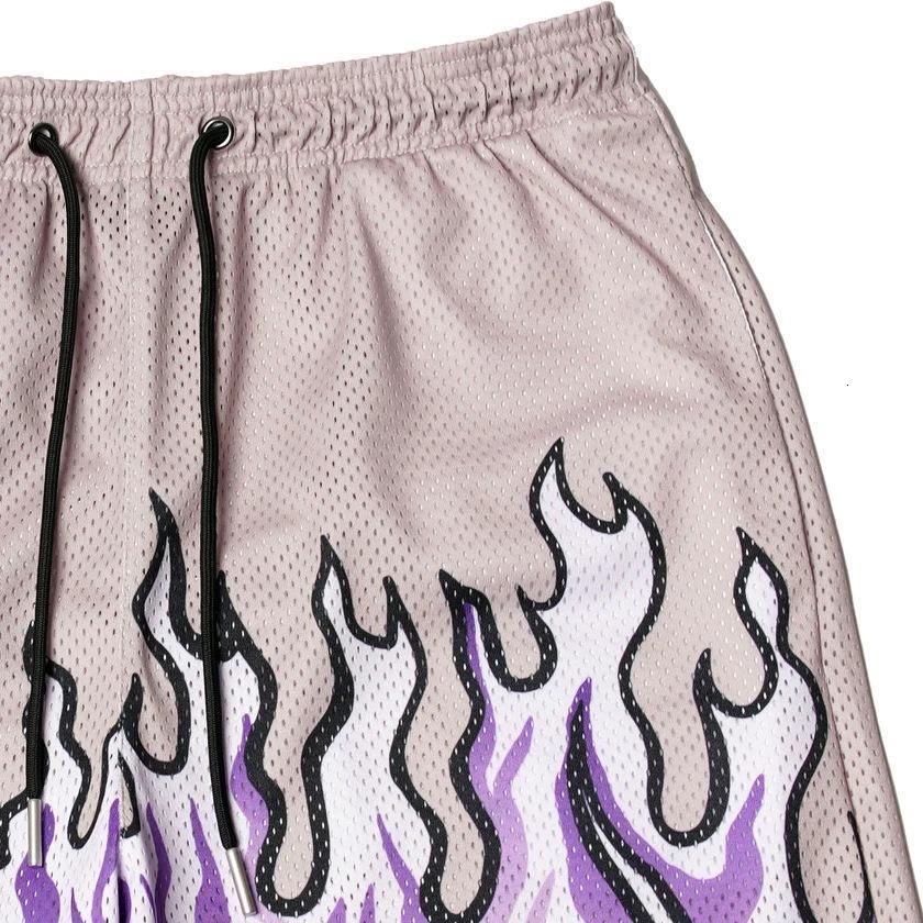 2025S Fashion Designer New American Fashion Brand Co Branded Flame Printed Shorts For Men S Fiess Running Quick Drying Basketball Pants Couple Trend