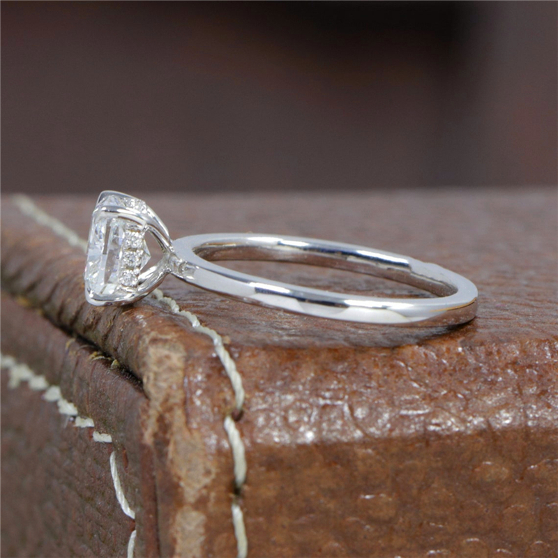 Jewelry 1.0 Carat Cushion Cut Hiden Halo Engagement Ring For Women Solid White Gold Lab Diamond IGI Certificate Wedding Ring E VS1 HPHT CVD Diamond