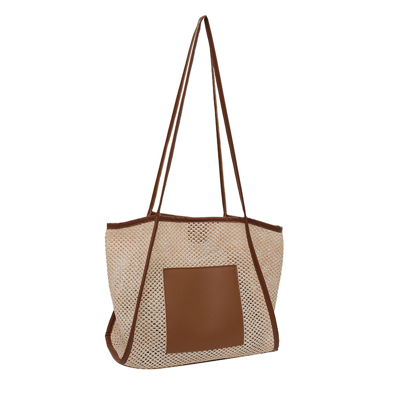Straw bag women's bag Fashion beach bag summer new large capacity woven bag simple casual shoulder bag 2025s