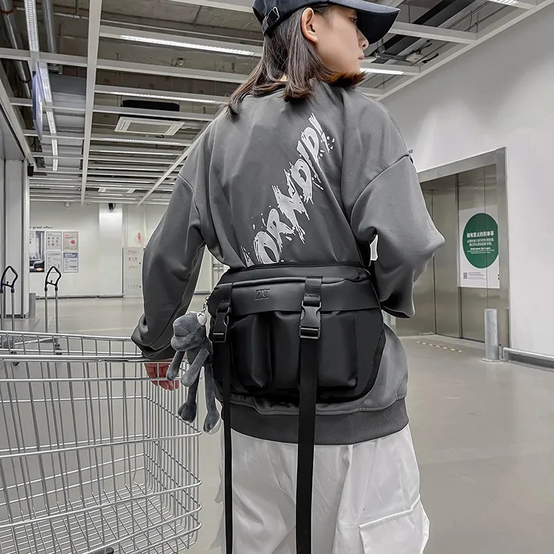 Womens waist bag large capacity unisex Fanny Pack Street Wear bag Hip Hop Crossbody Bag fashionable black waist belt waist bag 250318